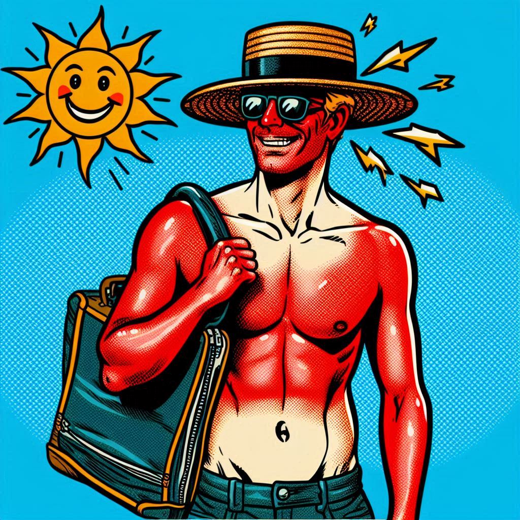 Hombre quemado al sol 
