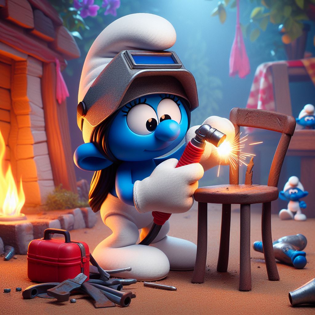 Pitufina soldando MIG-MAG